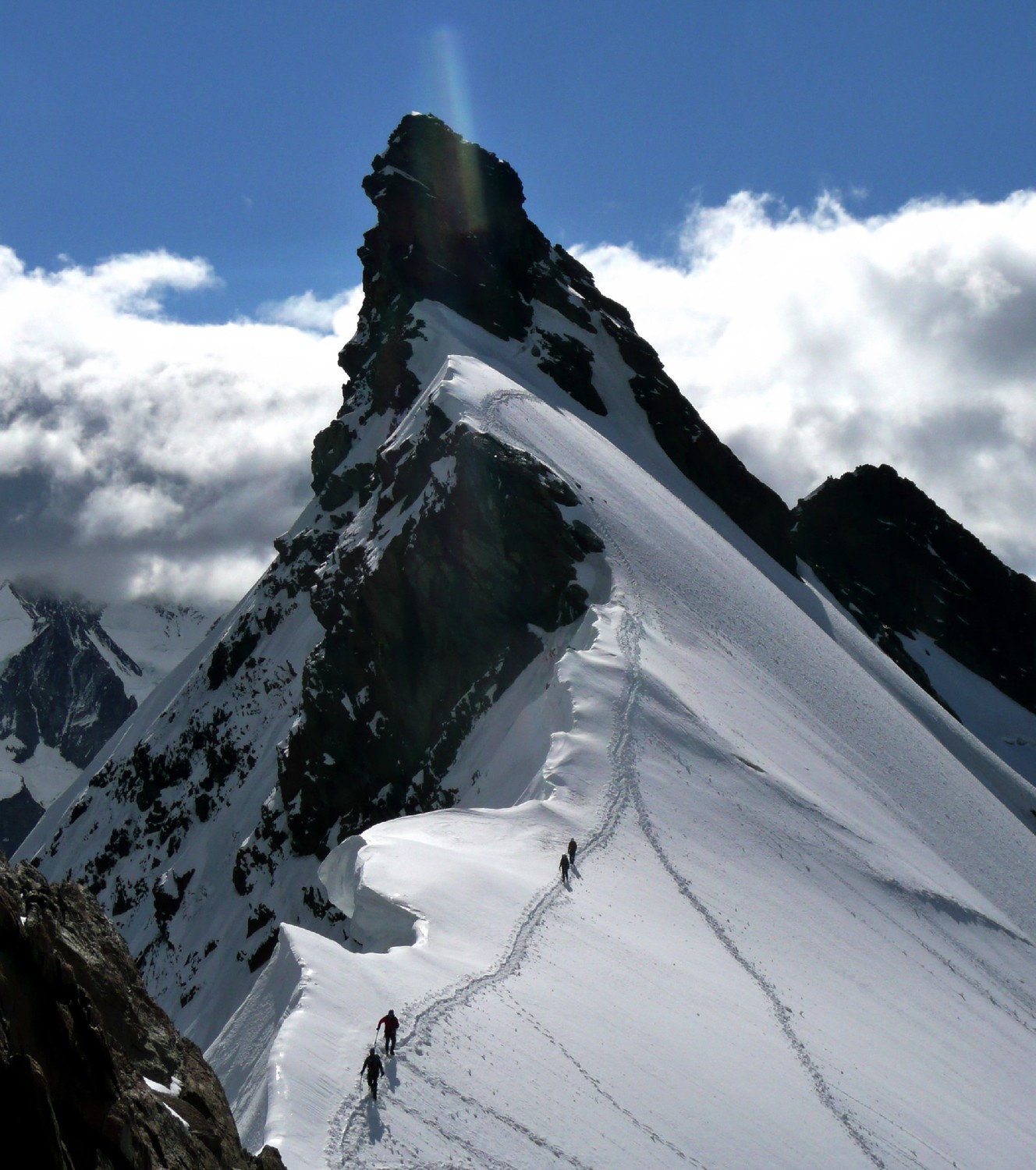 Depuis le ressaut du Breithorn Central, vue en direction du Breithorn Oriental