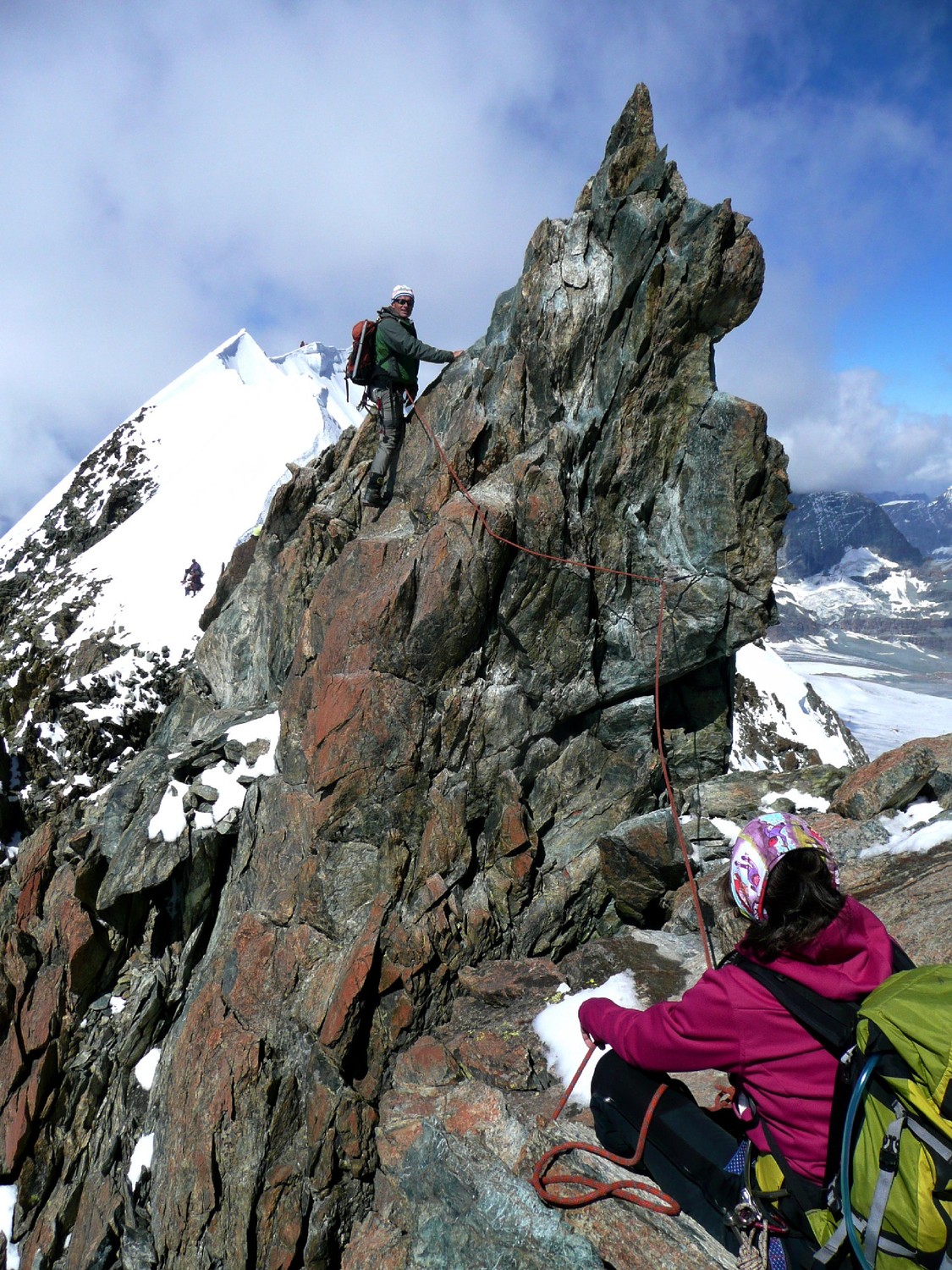 Dernier passage rocheux au Breithorn Central