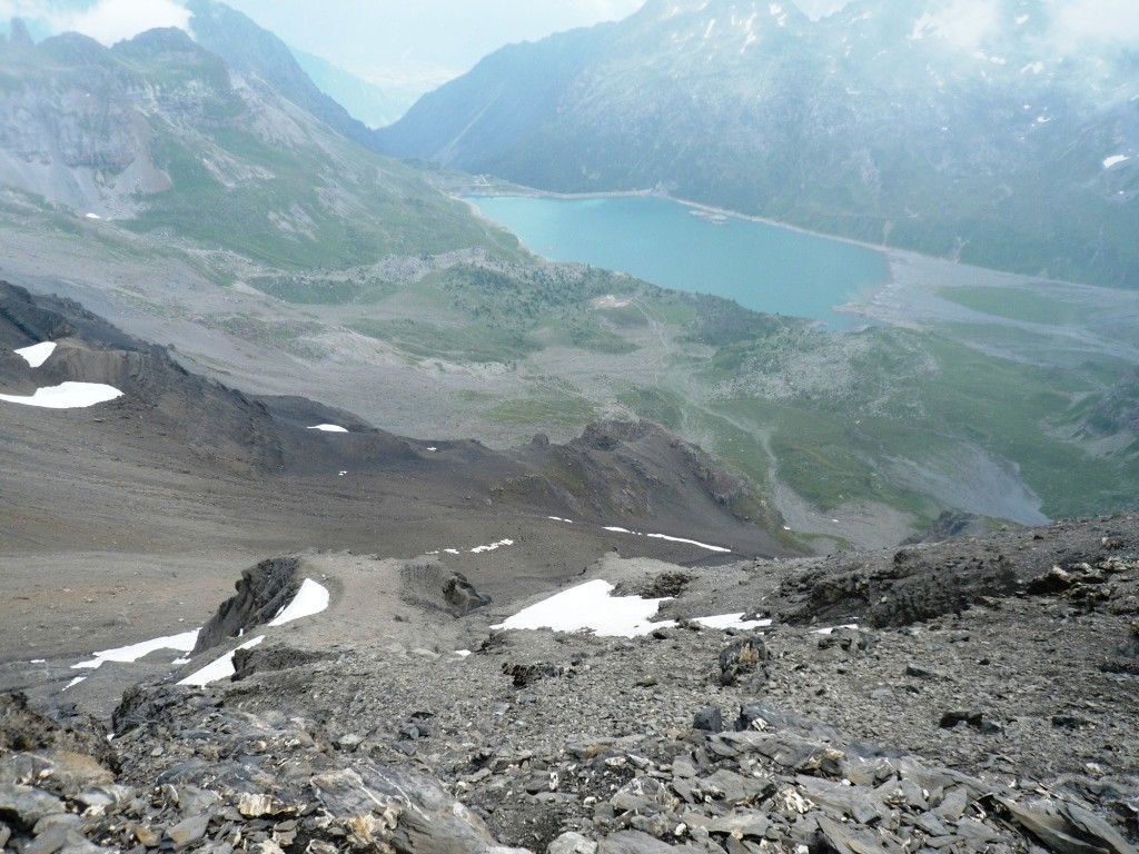 Versant E du col des Paresseux et lac de Salanfe