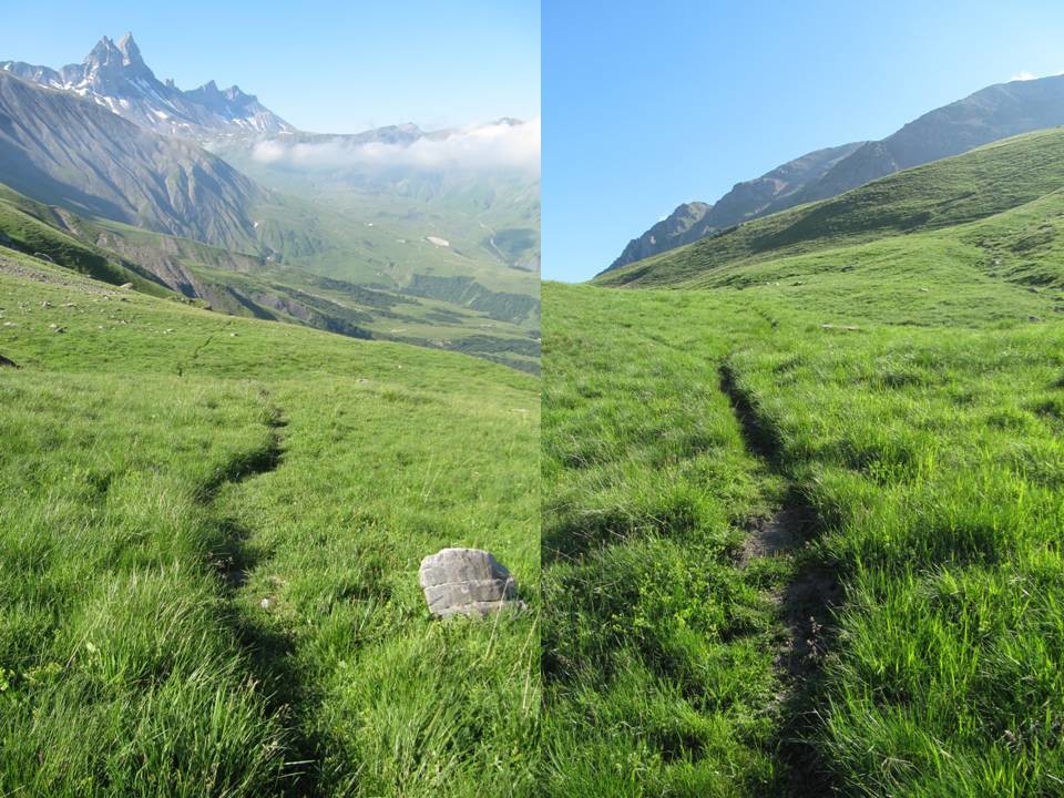 Sentier vers 2200 m en dessus de la barre rocheuse