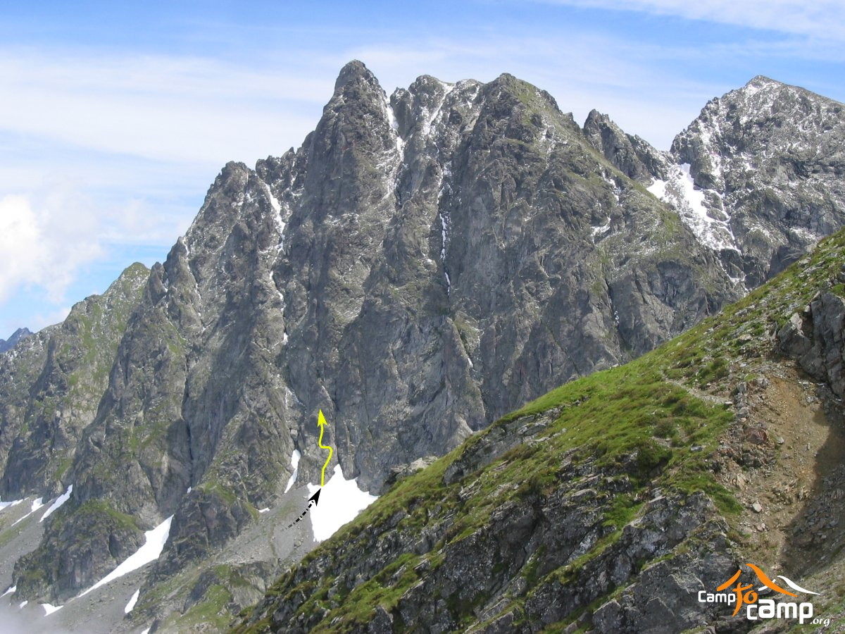 Topo : Pointe Centrale N du Ferrouillet, Eperon W (accès)