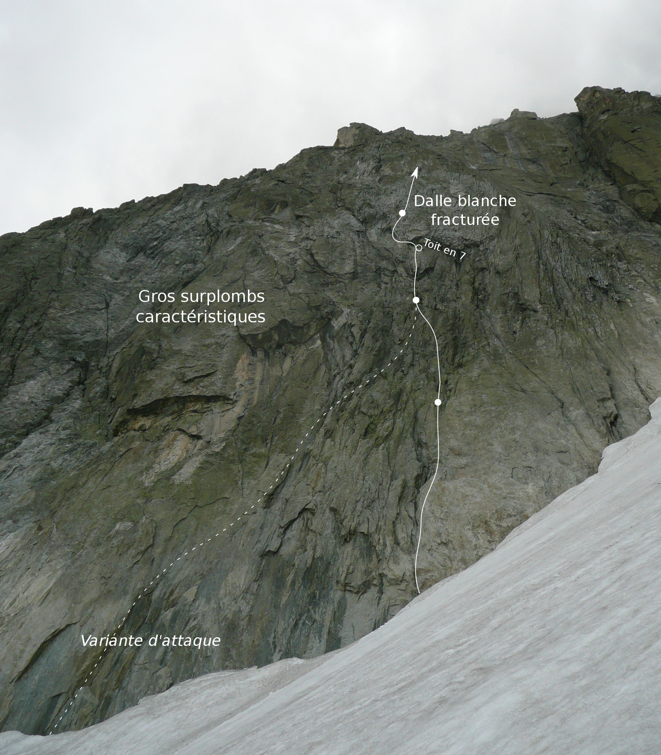 Topo : voie inconnue (Dalle blanche fracturée)