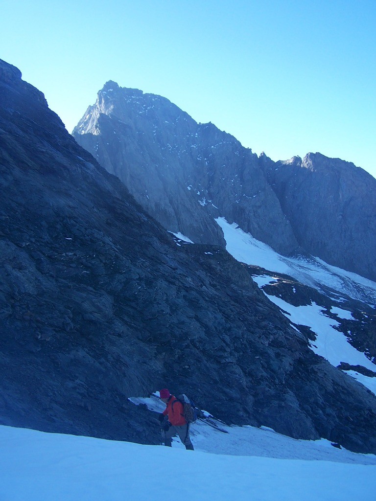 Arrivé sous le Passage du Colerin, vu sur la Bessanèse (tour de la Bessanèse)