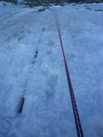 notre rappel et la corde fixe prise dans la glace