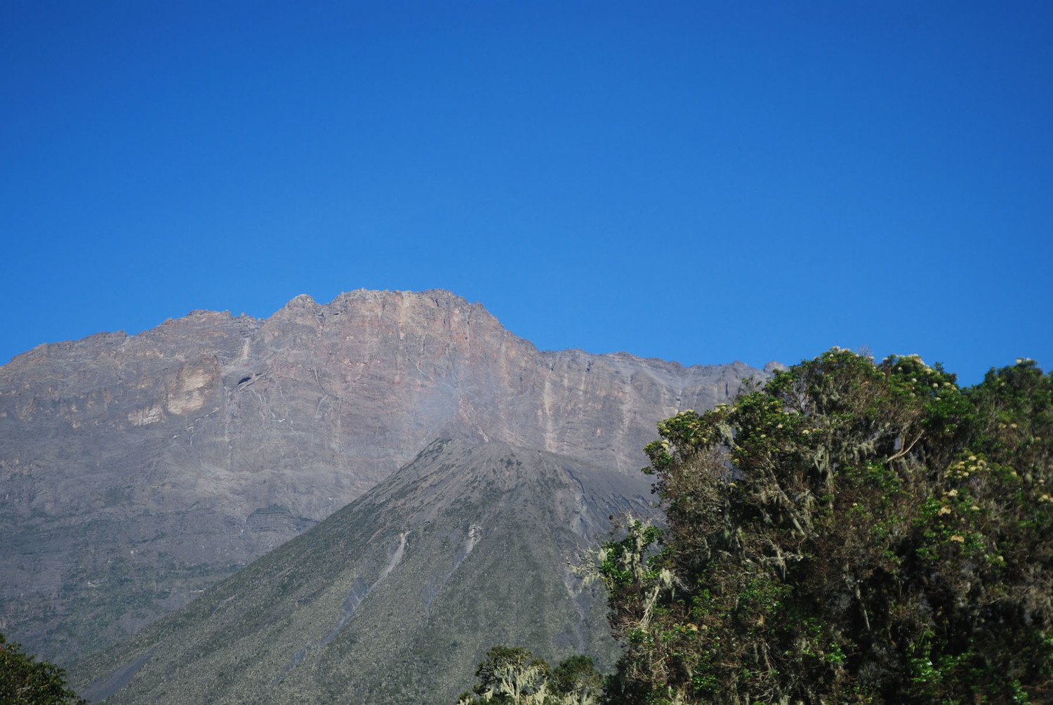 View to Meru from Miriakamba Hut, the ashcone in the foreground