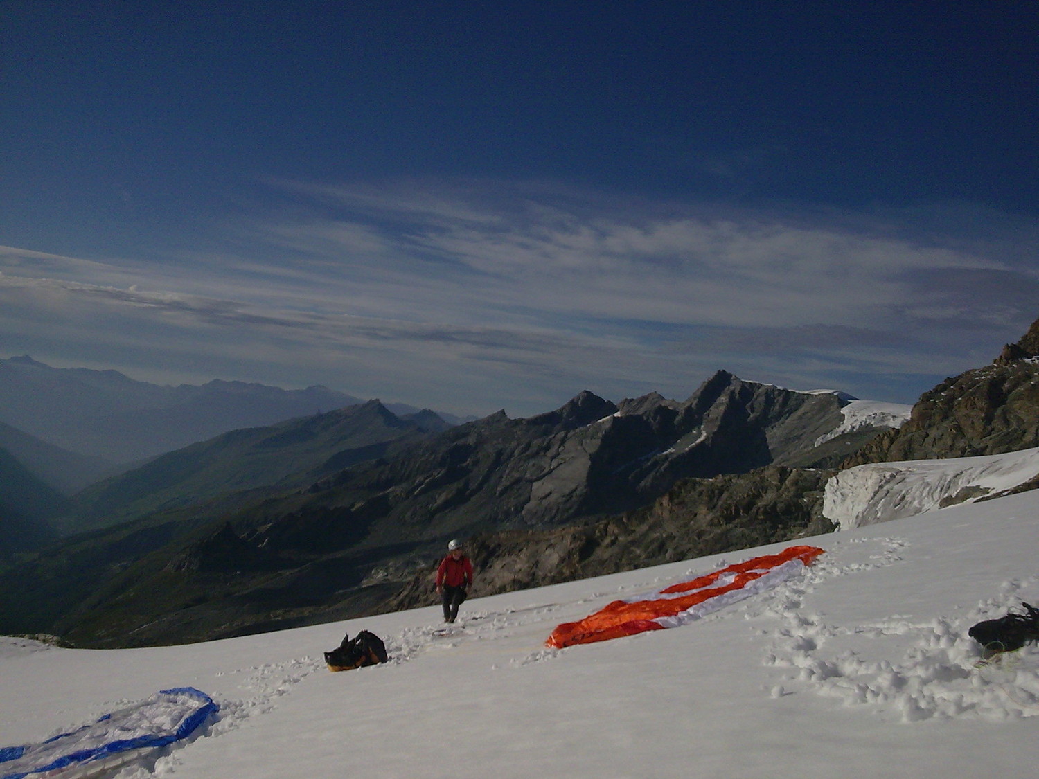 Décollage en dessous de la cabane( 3450m)
