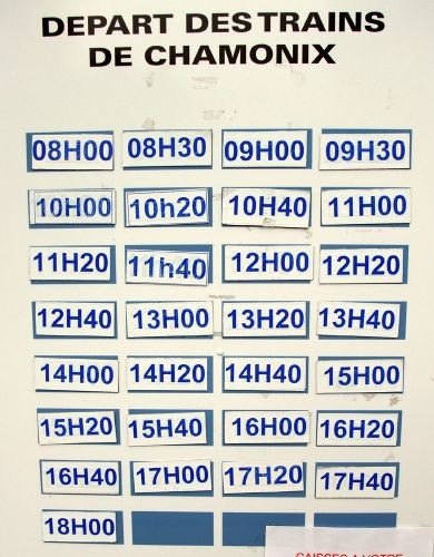 Horaires du train du Montenvers au départ de Chamonix (août 2010)