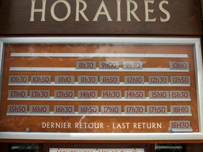 Horaires du train du Montenvers au départ du Montenvers (août 2010)