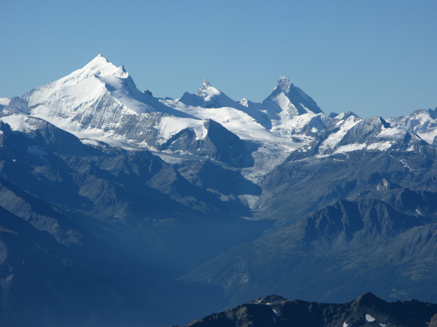 Weisshorn, Zinalrothorn et Matterhorn depuis le Doldenhorn