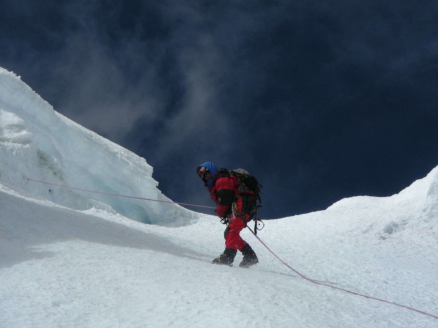 Rappel dans la descente du Tocllaraju