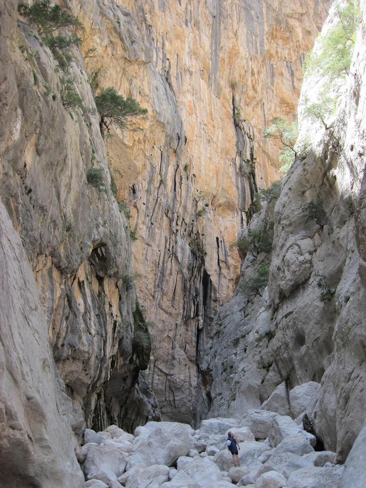 Dans la gorge au pied de la voie