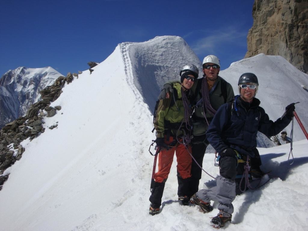 le trio de la journée et le mont blanc derriere
