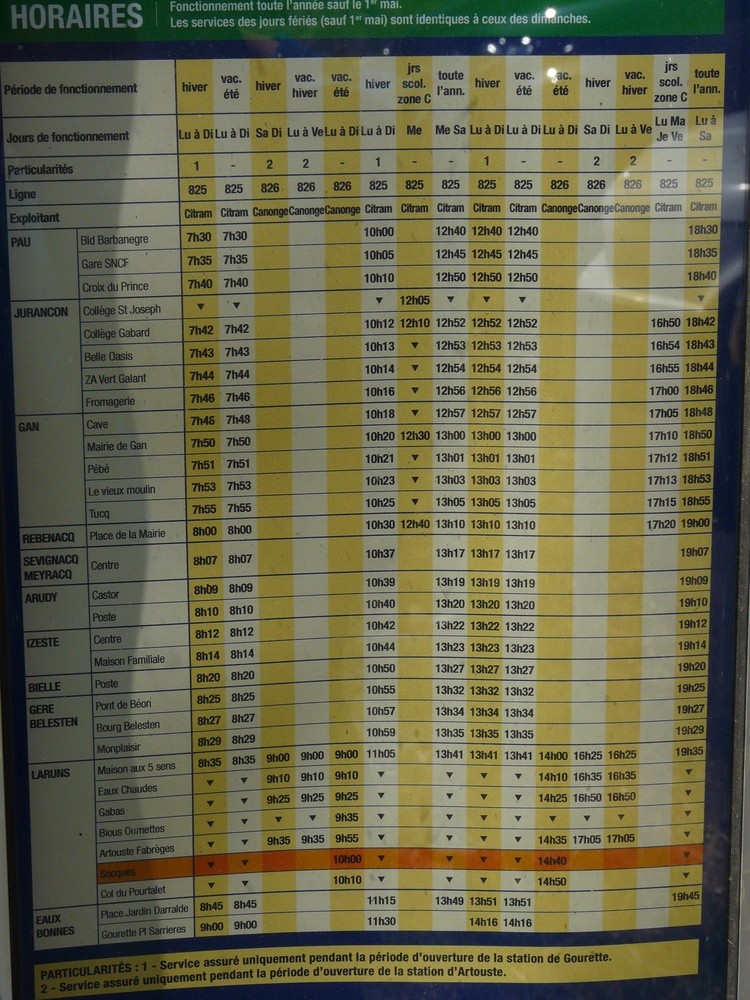 Horaires de bus Pau >> Soques (2010)