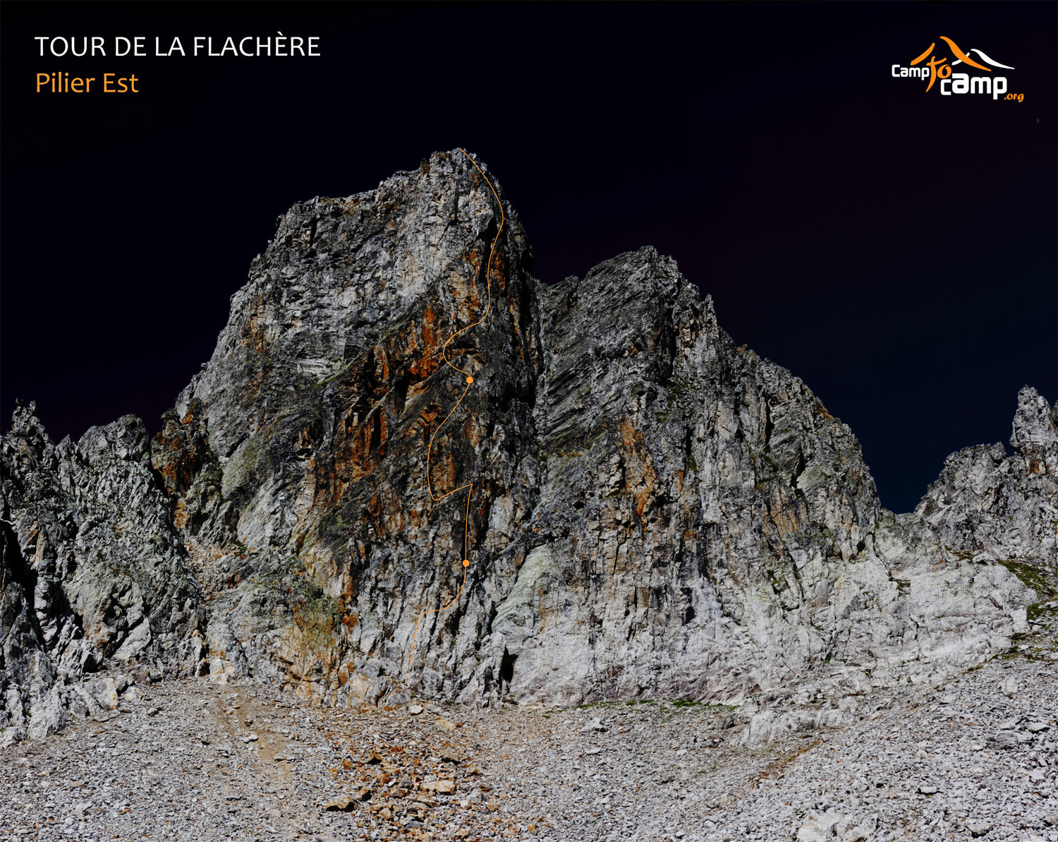 Tour de la Flachère, pilier E - tracé