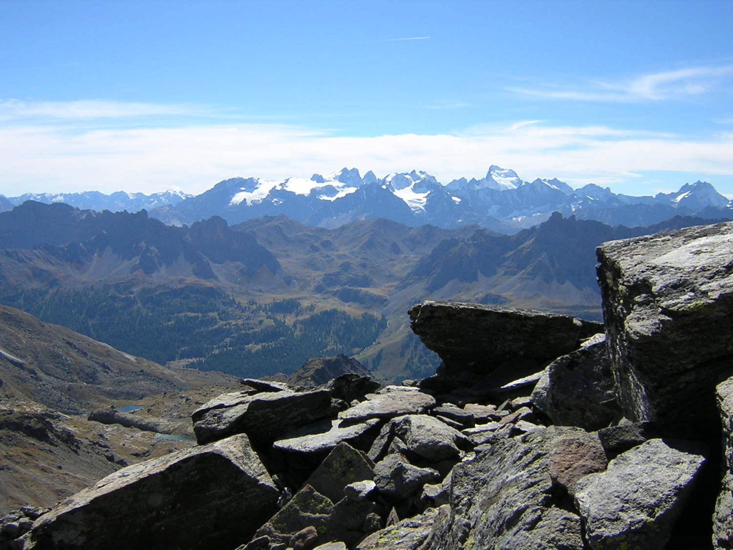 Vue sur les Ecrins depuis Pic Lac Blanc