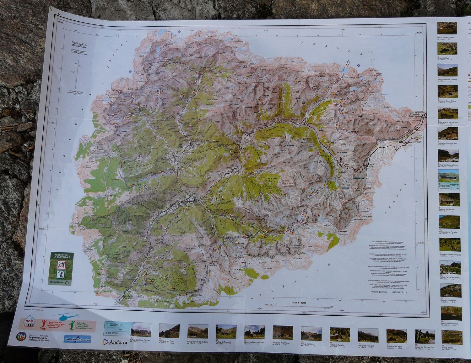 Carte d'Andorre, mise à libre disposition dans les cabanes
