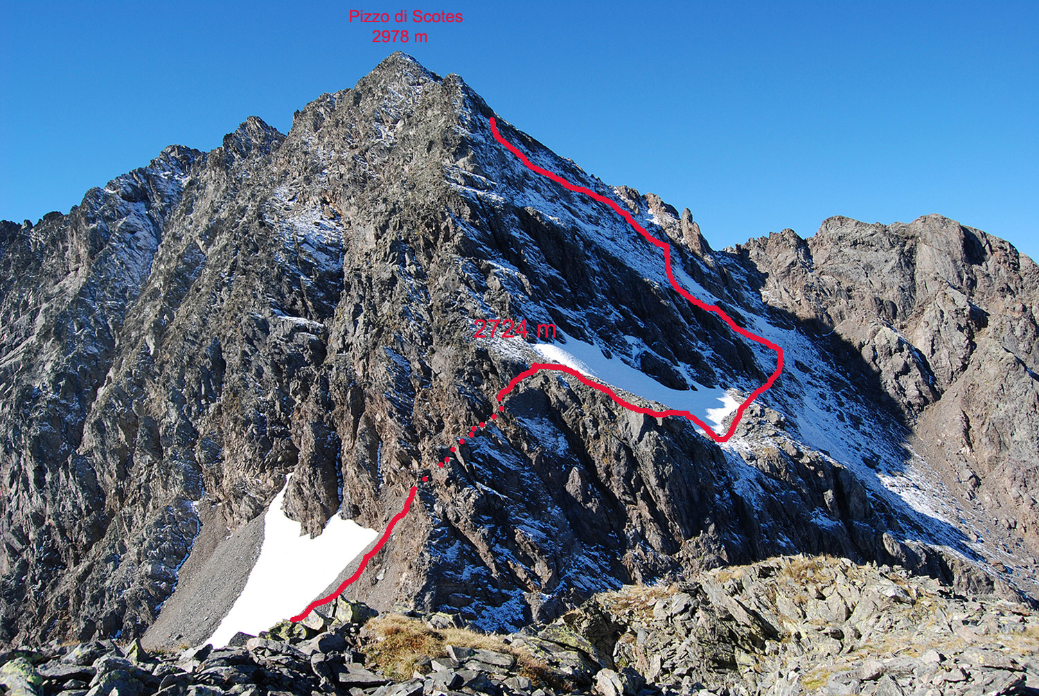 ll Pizzo di Scotes dalla Motta della Pioda 2788 m.