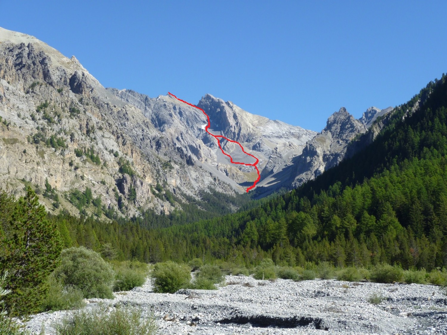 Pic N de la Font Sancte - Couloir W - itinéraire