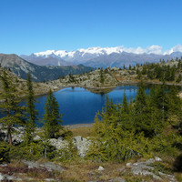 Lac Blanc  parc du mont Avic (Val d'Aoste) les 4000 à l'horizon