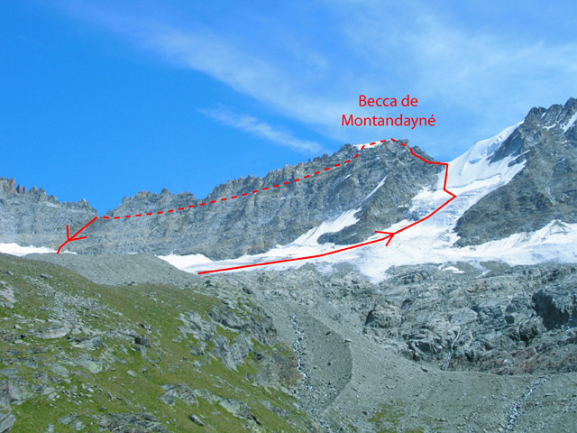 Versant W et arête sud de la Becca de Montandayné, depuis le refuge Chabod