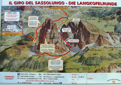 Carte du tour du Sassolungo Carte du tour du Sassolungo