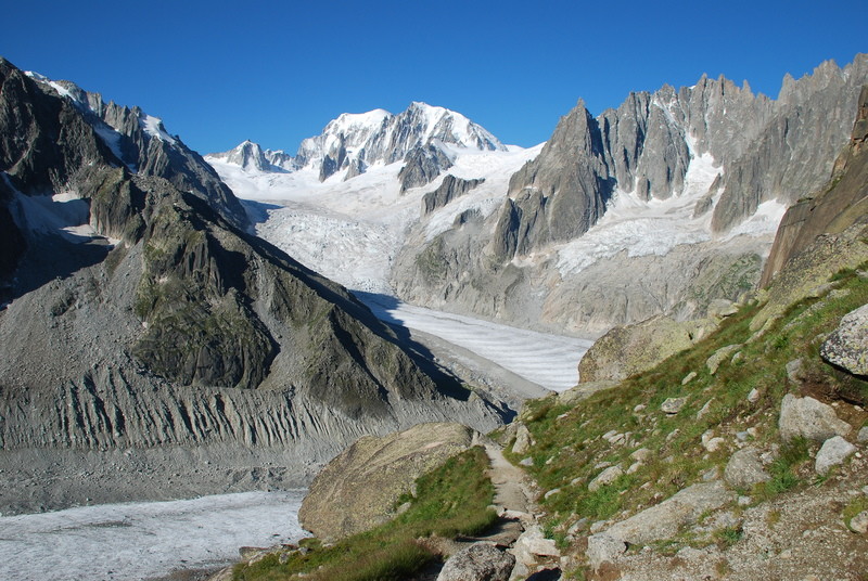 Mont-Blanc et Séracs du Géant depuis la montée au Couvercle