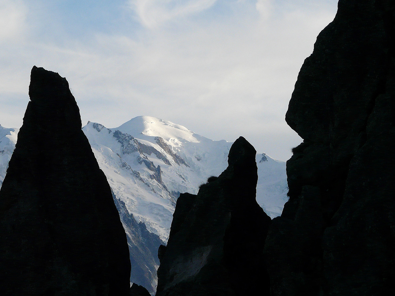 Mont Blanc dans les aiguillettes d'Argentière