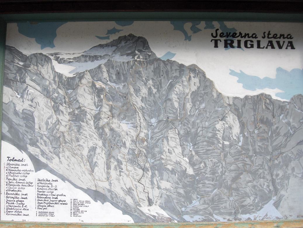 Topo dessin face nord Triglav