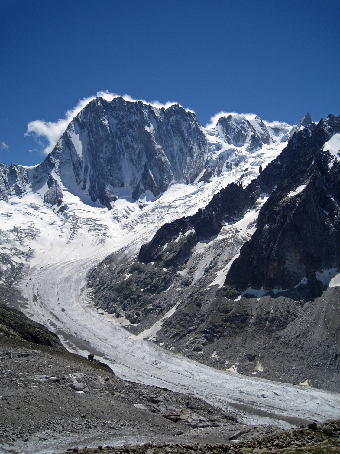 Les grd Jorasses et le glacier de Leschaux
