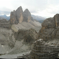Tre Cime, Monte Paterno vus du sentier des Forcelle  