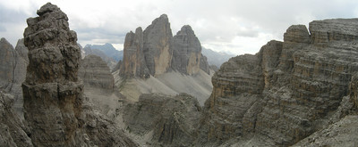 Tre Cime vus du sentier des Forcelles Tre Cime vus du sentier des Forcelles