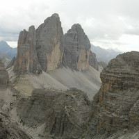 Tre Cime vus du sentier des Forcelles      