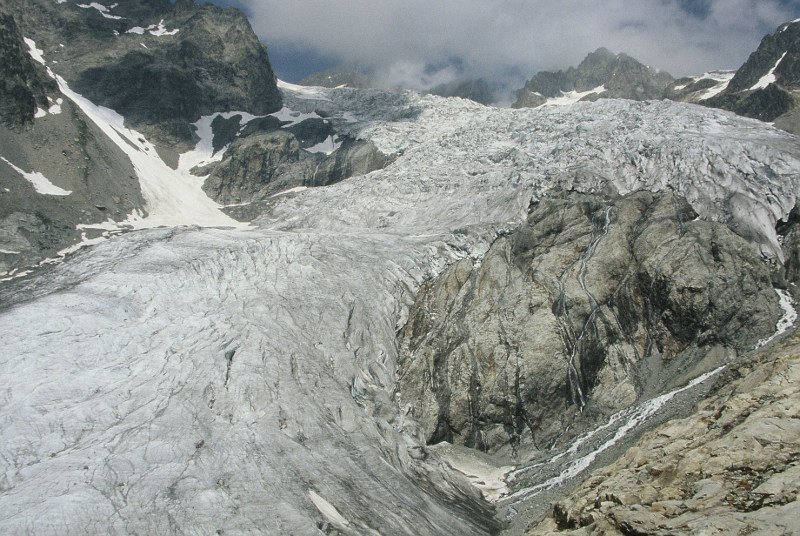 Limite du glacier Blanc en 2010 - juillet 1987
