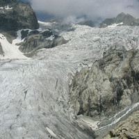 Limite du glacier Blanc en 2010 - juillet 1987