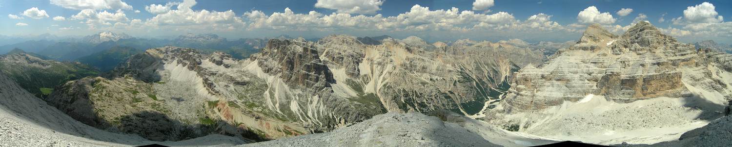Panorama SW > NE à partir du sommet de la Tofana di Rozes