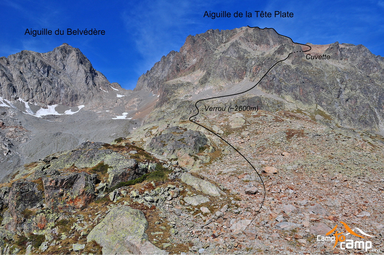 Topo : Aiguille de la Tête Plate, Couloir SE