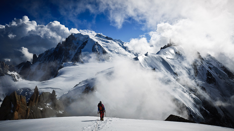 Descente de l'Aiguille du Plan vers l'Aiguille du Midi