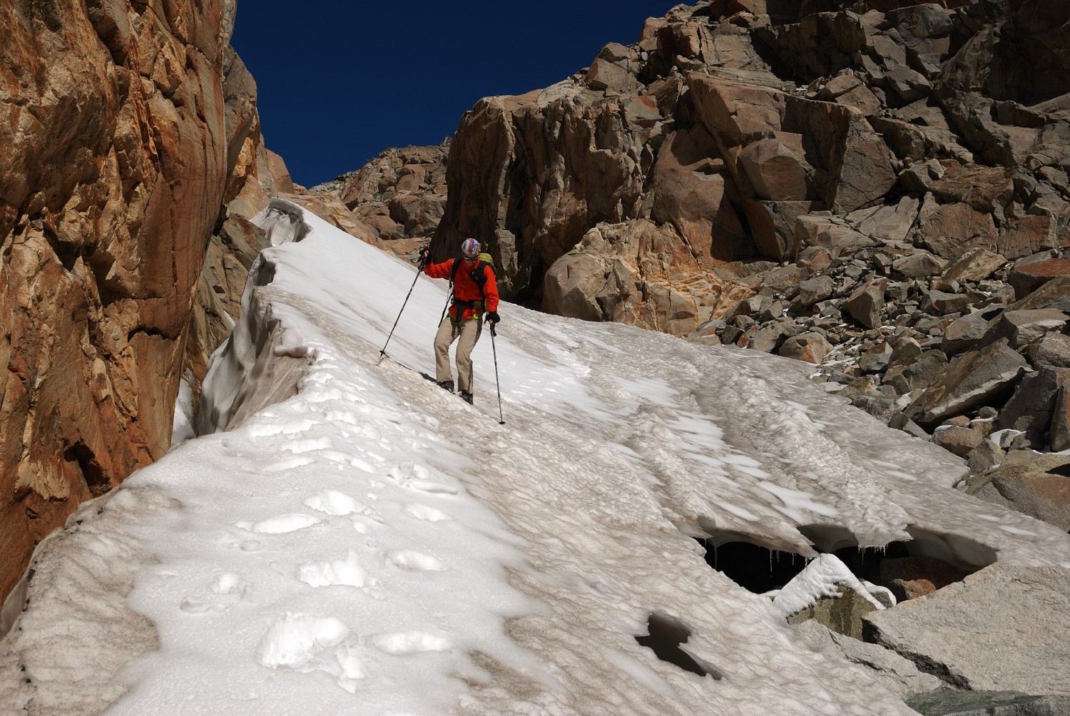 Descente délicate en haut de la Vallée de Literole