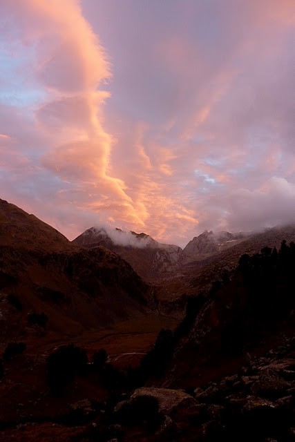 Coucher de soleil à la descente