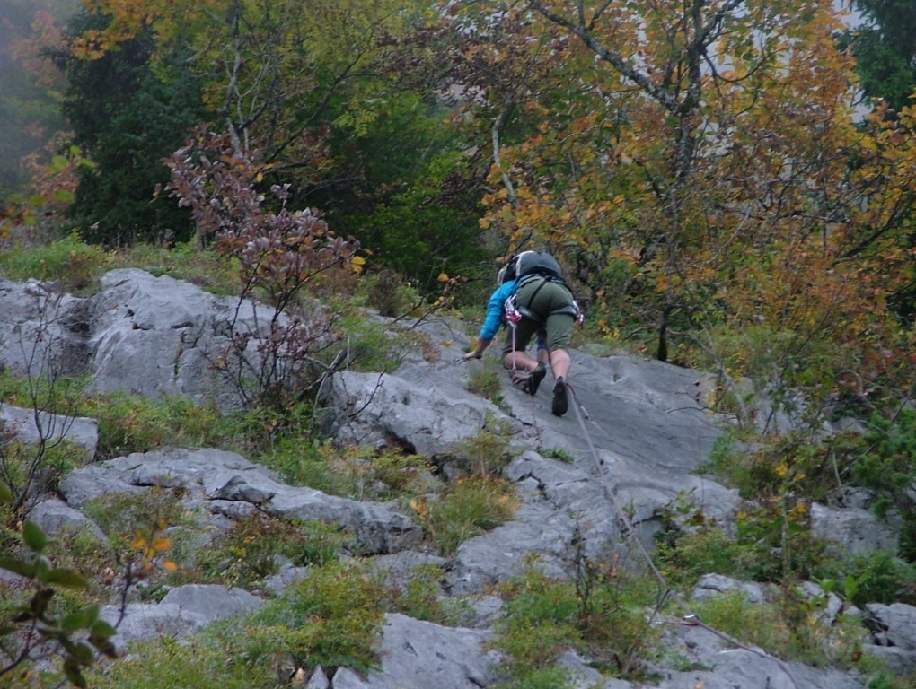 Dalle du Latay : jonction vers la dalle du Tuet , Antoine arrive au R3