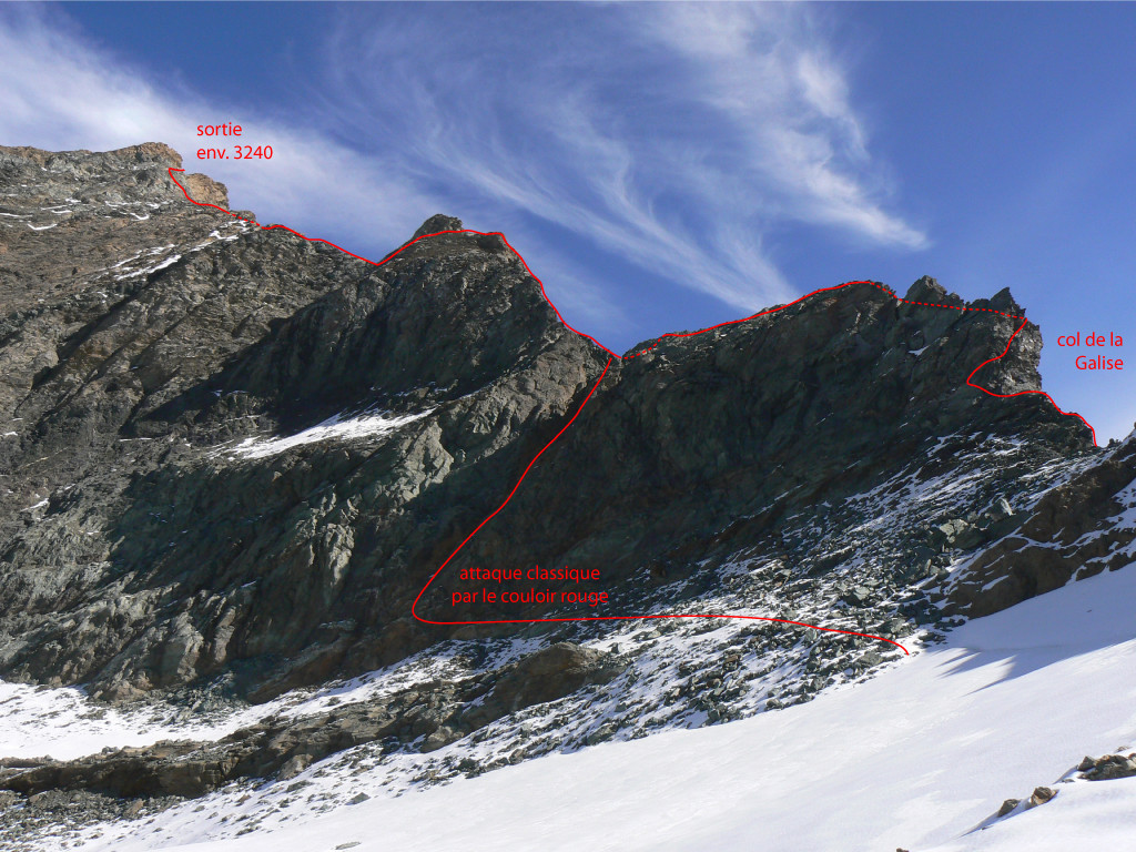 Pointe de la Galise - arête S - tracé