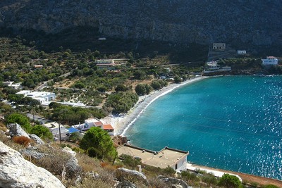 La plage d'Arginonda vue du secteur Sea Breeze (Kalymnos)