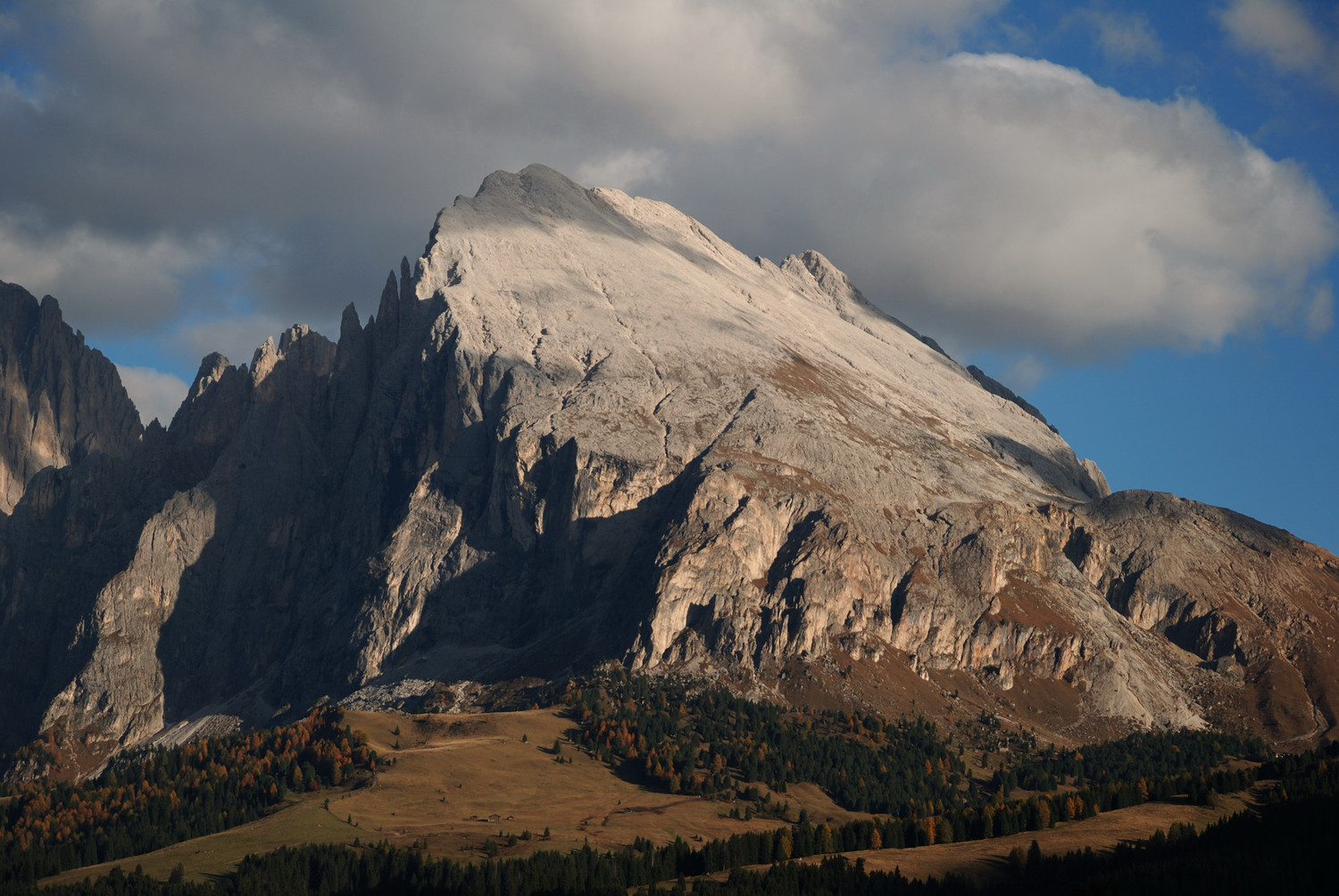 Sassopiatto / Plattkofel, vu du plateau du Seiser Alm
