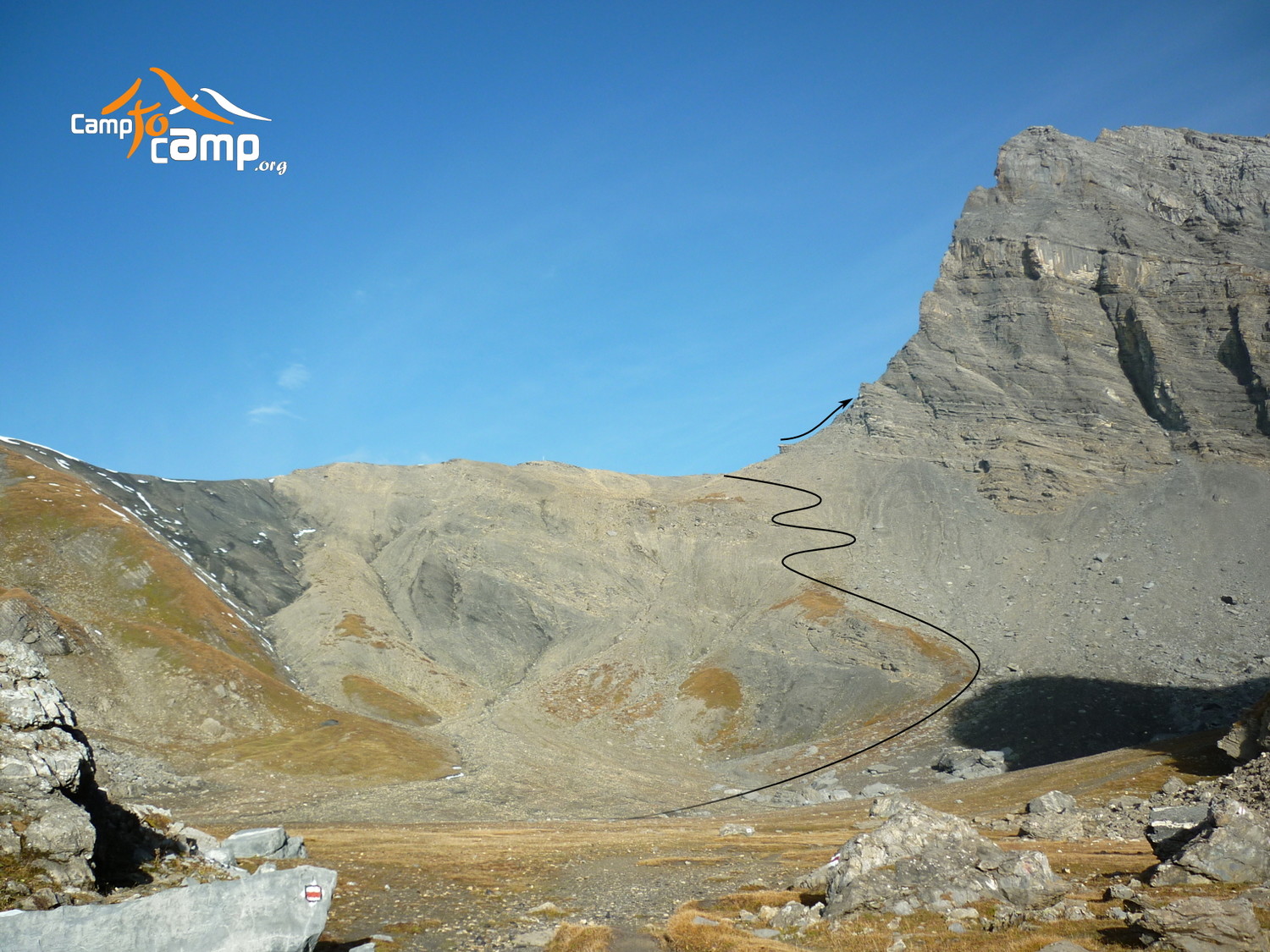 Topo : Grand Muveran, accès à l'arête de la Saille