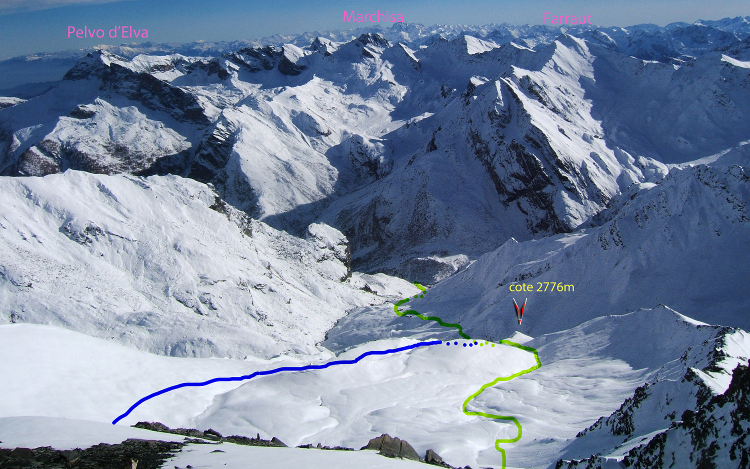Ensemble de l'itinéraire au bas du couloir.