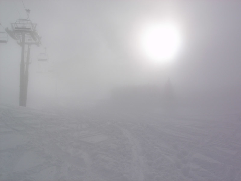 Départ dans une mini nappe de brouillard