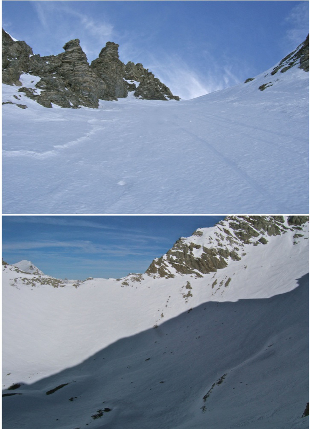 Couloir descendant au Lac du Trou de l'Aigle et Pas de la Gde Barre.