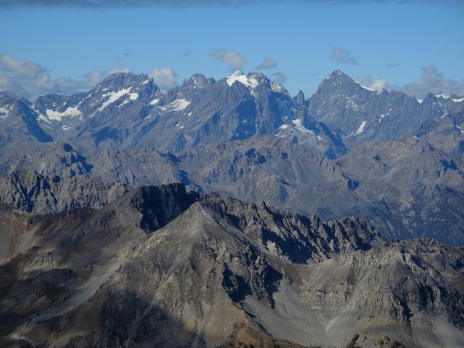 L'Ailefroide, le Pic Sans Nom, le Mont Pelvoux et la Barre des Ecrins