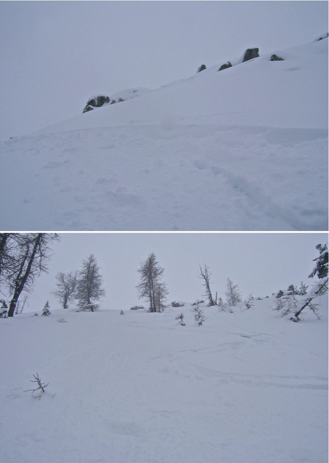 La descente sous le sommet avant de faire partir la coulée.