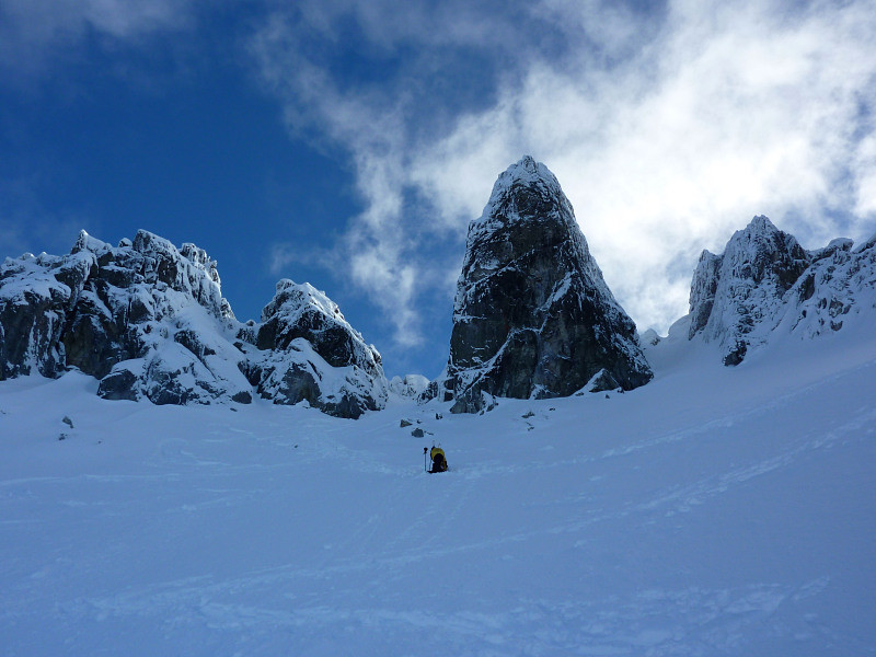 Sortie de la Combe NW de la Dent du Pra